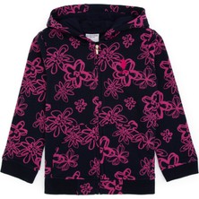 U.S. Polo Assn. Kız Çocuk Lacivert Kapüşonlu Fermuarlı Çiçek Desenli Sweatshirt 50317959-VR033