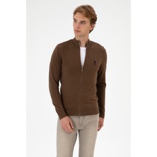 U.S. Polo Assn. Erkek Slim Fit Kahverengi Triko Hırka 50313684-VR029