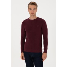 U.S. Polo Assn. Erkek Slim Fit Bisiklet Yaka Bordo Basic Kazak 50313667-VR177