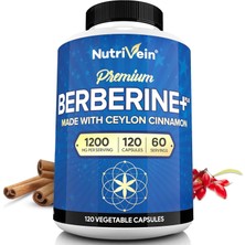 Nutrivein Premium Berberine Hcl 1200 Mg Ceylon Cinnamon Defenses, Digestion, & Metabolism - 120 Caps