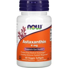 Now Foods Astaxanthin Immunity Eyes Health  4 Mg 60 Vegetarian Capsules