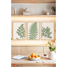 KutuTR 🌿 Yeşil Yaprak Temalı Çerçeve Görünümlü 3'lü Tablo Seti 🌟 CRVS1171 13 x 17