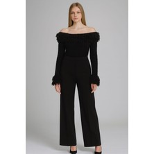 Gigi Giyim Saçaklı Madonna Yaka Kadın Triko Kazak