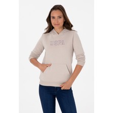 U.S. Polo Assn. Kadın Taş Şardonlu Kapüşonlu Basic Sweatshirt 50313566-VR049