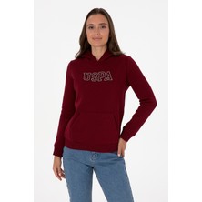 U.S. Polo Assn. Kadın Bordo Şardonlu Kapüşonlu Basic Sweatshirt 50313566-VR014