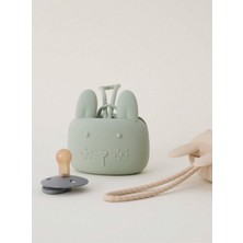 The Cloudish Shop Silikon Emzik Saklama Kutusu Emzik Tutucu Taşınabilir Askılı Tavşan Desenli Yeşil