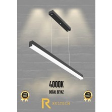 Rultech Magro 120CM ( Siyah Kasa, Sıcak Beyaz Işık 4000K ) Sarkıt Modern LED Avize, Salon, Mutfak, Masa, Dekoratif Lamba