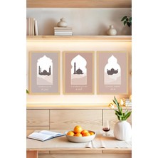 KutuTR 🕌 Islami Motifli 3'lü Çerçeve Görünümlü Tablo Seti 🖼️ CRVS1197 13 x 17