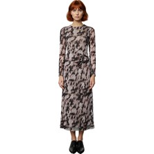 Ersefa Kadın Şık Gece Koleksiyonu Bisiklet Yaka Uzun Kollu Astarlı Polyester Karışımlı Maxi Elbise.
