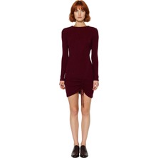 Ersefa Kadınlar Için Akrilik Bisiklet Yaka Bodycon Kesim Mini Elbise Büzgülü Tasarım Şıklığı Kaliteli