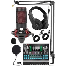 Cxn-30 Paket-12 VS20 Ses Kartlı Condenser Mikrofon Stand Kulaklık Seti