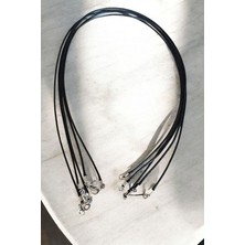 Doğal Taş Deri Kauçuk Kolye Ipi Takı Ipi Papağan Klipsli Hazır Kolye Ipi 3 Adet 70 cm Kolye Ipi 56 cm Uzunluk: 5 Adet M