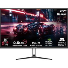 GOAE27QHD165IPS Pro 27" Qhd, 165Hz, Mprt 0.5ms, Ps5 Destekli, Hızlı IPS Siyah Oyuncu Monitörü