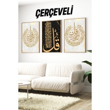 KutuTR ✨ Altın Yaldızlı “kul” Yazılı 3'lü Tablo Seti – Şıklığın ve Mananın Buluştuğu Dekor ✨🌸 CRV1235 42 x 62