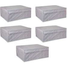 5 Adet - Kapaklı Çok Amaçlı Çamaşır-Saklama-Düzenleme Vb Hurç, Kutu - 50X40X19 - Baza Kutu - Gri