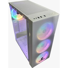 Wmesh Beyaz 4X120MM Rainbow Fan Atx Oyuncu Bilgisayar Kasası