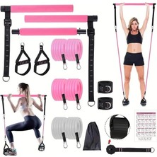 Full Vücut Pilates Bar Seti Egzersiz Çubuğu Ayarlanabilir Evde Onlarcak Farklı Spor Jimnastik Olanağı Kapı Askılı Çantalı
