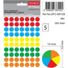 Ev-Ofis Nokta Etiket 13 mm 5 Renk 350 Etiket