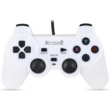 Kablolu Pc Gamepad – D-Input &amp; X-Input Destekli Çift Titreşimli USB Oyun Kolu (Beyaz)