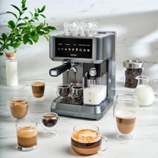Mycaffe Barista S10 Entegre Süt Hazneli, Espresso, Latte ve Cappuccino Makinesi Galaxy Grey