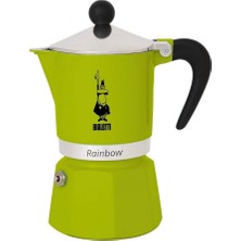 - Rainbow: 6 Cups Ocak Üstü Espresso Pişirici - 250ML - Yeşil Renk - Alüminyum Gövde - Patentli Güvenlik Valfi - Tüm Ocak Türleri Için Uygundur (Indüksiyon Hariç)