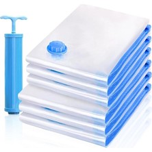 Giysi ve Yatak Örtüsü Için Vakumlu Torba, 6 Adet Vakumlu Torba, Kıyafet, Seyahat, Kıyafet, Saklama Için Vakumlu Çanta, Vakumlu Yer Tasarruflu, 3 x 70 x 50 cm + 3 x 80 x 60 cm + 1 El Pompası