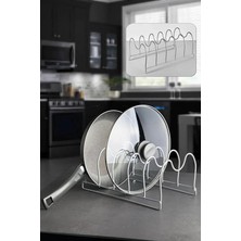 Tava ve Tencere Kapağı Düzenleyici Mutfak Dolap ve Çekmece Organizeri 5 Bölmeli Mat Metal