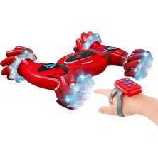 Kontrol ve Bilek Kumandalı Çift Kontrollü Şarjlı LED Işıklı Sesli ve Müzikli Drift Atan Akrobat Araba (Kırmızı)