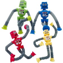 4 Adet Teleskopik Vantuzlu Robot Oyuncak, Duyusal Robot Tüp, Pedagojik Stres Azaltıcı Oyuncak, Çocuklar Için, Erkek ve Kız Çocukları Için Parti Hediyeleri