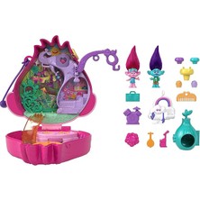 Pocket &amp; Dreamworks Trolls Kompakt Oyun Seti, Poppy &amp; Branch Bebekler ve 13 Aksesuar, Çalışma Özellikli Koleksiyon Oyuncağı, HKV39