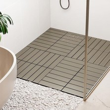 1177 Bahçe Balkon Teras Zemin Döşemesi Banyo Paspası Sert Plastik 12LI Dış Mekan Karosu Latte