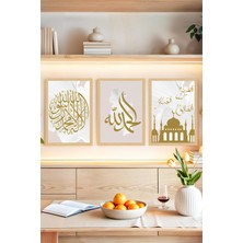 KutuTR 🕌 Altın Varaklı Islami 3’lü Tablo Seti – Şık, Anlamlı ve Estetik! 🖼️(Çerçeve Efektli)🌟 CRVS1228 13 x 17