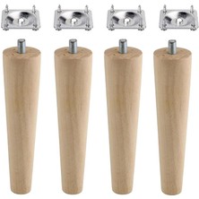 Ahşap Mobilya Koltuk Kanepe Sehpa Masa Ayağı Ayakları M8 Civatalı 15 cm + Bağlantı Aparatlı 8'li Set