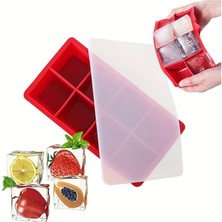 Kapaklı Silikon Buz Kalıbı - Bpa Içermeyen, Viski ve Kokteyller Için Büyük Buz Kalıpları, 2 Inç Büyük Buz Küpleri Yapmak Için Kolayca Çıkarılabilen Silikon Buz Kalıbı, Kırmızı