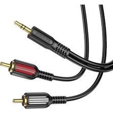 Pearl Shop Kablo Aux Audio 3.5mm To Çift Rca Aux Standart Ses Kablosu 3.5mm Kulakık Çıkışlı Tablet Bilgisayar Telefon ve Mp3 Çalar Ile Amfi Bağlantı Kablosu 150CM BL11