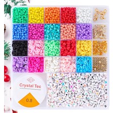 Pearl Shop Yap Bilezik Boncuk Seti, 6000 Adet Rocaille Boncuklar Harf Inci, Kil Uzay Boncukları Polimer, Kolye Takı Yapımı Için Yetişkinler Çocuklar