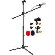 Core Mikrofon Standı Zemin Evrensel Yüksekliği Ayarlanabilir Tripod Mikrofon Standları 2 Mikrofon Tutar W Uzayan Teleskopik Bom Kolu Katlanabilir Taşınabilir Sahne Üzerinde Stüdyo Için Siyah - Ms