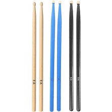 Baget - Davul - 3 Çift Bateri Bageti Drumsticks 5A Pürüzsüz Yüzey Renkli