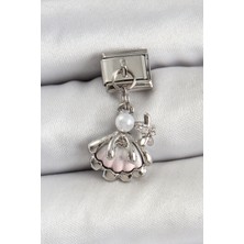 Dktt 316L Çelik Sallantılı Inci Detaylı Istiridye Model Gümüş Renk Nomination Charm - TJ-BC1453