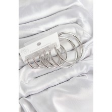 Dktt Pirinç Halka Model Gümüş Renk Kadın Set Küpe - TJ-BKP11052