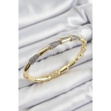 Dktt Pirinç Zirkon Taşlı Kemik Model Gold Renk Vip Kadın Bileklik - TJ-BB7339