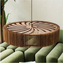40 cm Ahşap Modern Bolivia Tekli Rustik Bohem Salon Mutfak Hol Avize
