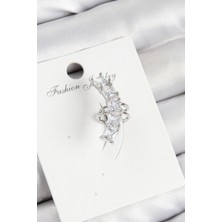 Dktt Pirinç Zirkon Taşlı Model Gümüş Renk Sağ Kıkırdak Küpe - TJ-BKP10999