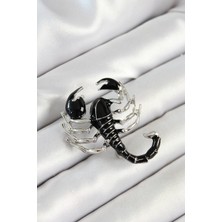 Dktt 3D Siyah Akrep Figürlü Gümüş Renk Kadın Broş - TJ-BR439