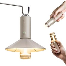 Pearl Shop 3'ü 1 Arada Kamp El Feneri, Usb-C Şarj Edilebilir, Minimalist, Taşınabilir ve Hafif, Kamp/ortam/el Feneri Modları, Ultra Uzun Ömür (8~50 Saat), Çıkarılabilir Abajur, Gizli Kanca, Su Geçirmez