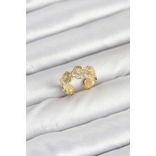 Pirinç Gold Renk Yonca Model Kadın Yüzük - TJ-BYK3894