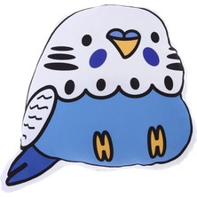 Arkadaşım Muhabbet Kuşu 3 Boyutlu Yastık Kuşlu Hediye Beyaz Açık Mavi