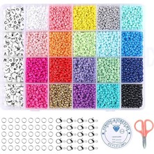 Parça Boncuk El Işi Seti Mücevher Yapımı Için 20 Renk Boncuk Seti, Harf Boncuklu, Kendin Yap Bilezikler, Kolye Küpe Yüzük Yapımı Kendin Yap El Sanatları Takı Yapım Kitleri, Küçük Makas Istakoz