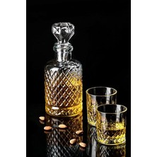 Home Cam Karaf Sürahi ve 2'li 300 ml Bardak Seti Su Meşrubat Viski Şişesi 1200 ml