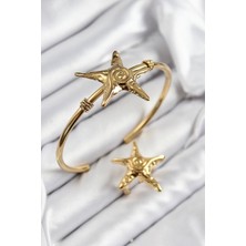 Dktt Pirinç Deniz Yıldızı Model Gold Renk Bileklik Yüzük Set - TJ-BB7600